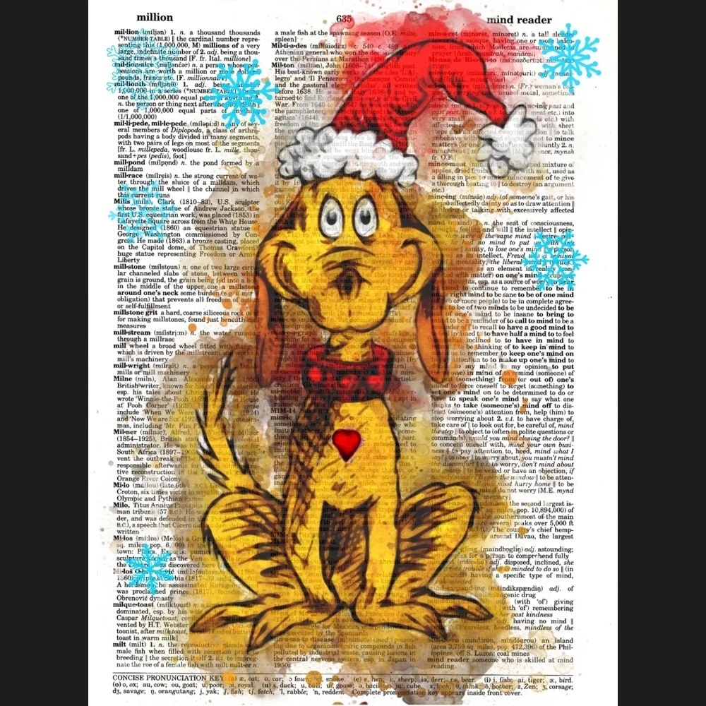 Max The Grinch Dictionary Art Print Christmas